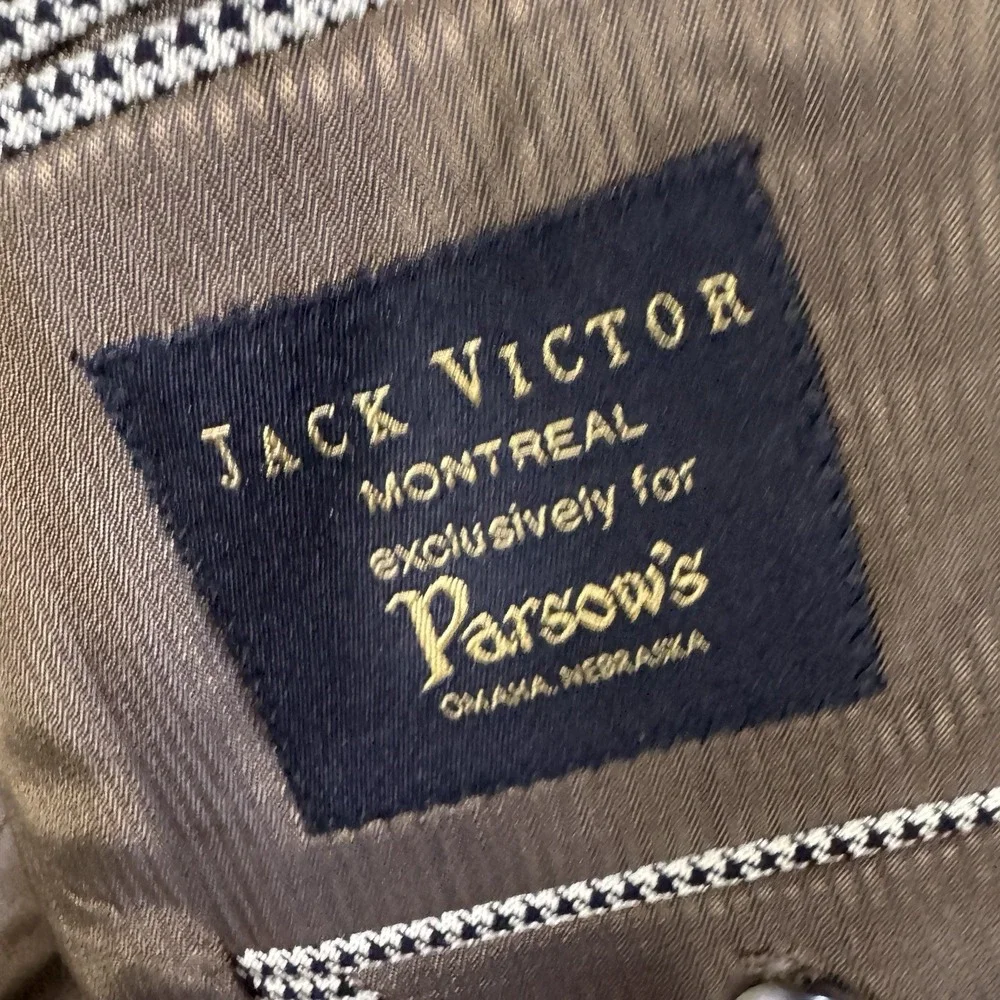 Jack Victor Blazer Men 46XL Wool Silk Cashmere Lanzawood Houndstooth Blazer